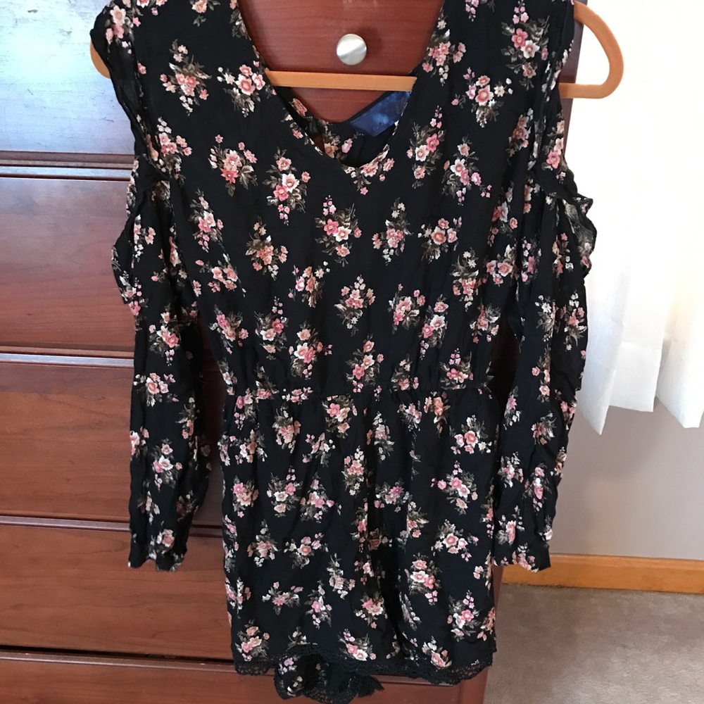Black floral romper